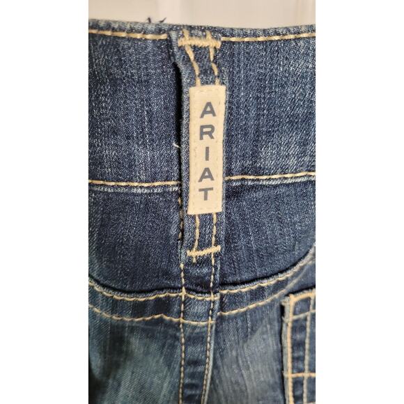 Ariat REAL Jeans Womens 34R Blue Mid Rise Boot Cut Stretch Spitfire Western - Picture 9 of 15